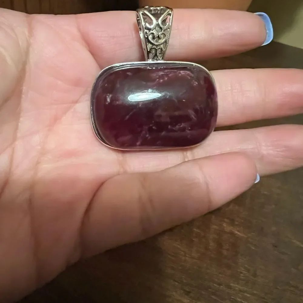 Lia Sophia Slide Pendant Necklace “Grape Chill”- purple stone silver setting